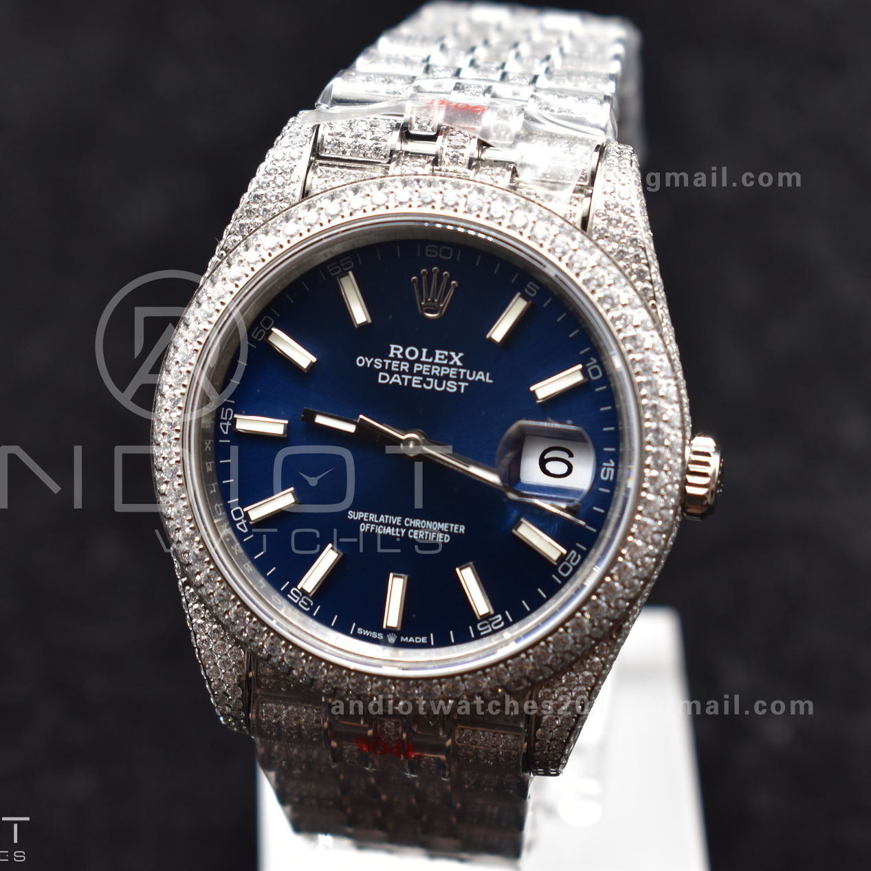 JDF 41mm Best Version Diamond DateJust Blue Stick Markers